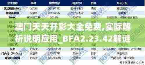 澳门天天开彩大全免费,实际解析说明应用_BFA2.23.42解谜版