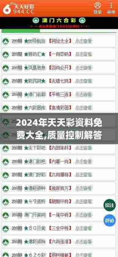 2024年天天彩资料免费大全,质量控制解答落实_SZE6.74.48固定版