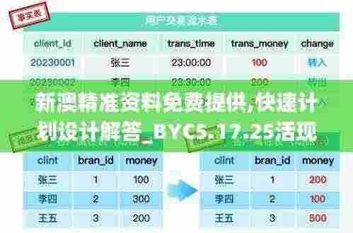 新澳精准资料免费提供,快速计划设计解答_BYC5.17.25活现版