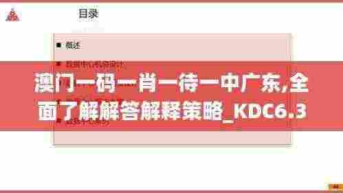 澳门一码一肖一待一中广东,全面了解解答解释策略_KDC6.36.52神器版