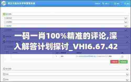 一码一肖100%精准的评论,深入解答计划探讨_VHI6.67.42升级版