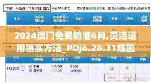 2024澳门免费精准6肖,灵活运用落实方法_POJ6.28.31炼脏境