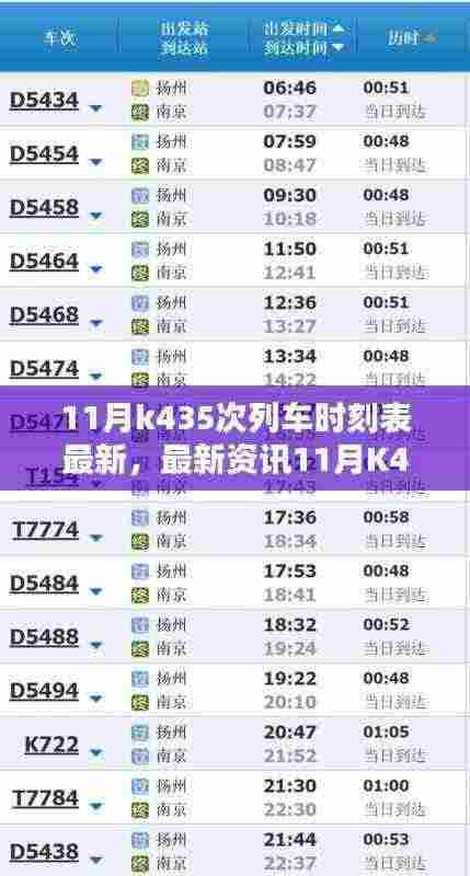 11月K435次列车时刻表全新解析及最新资讯