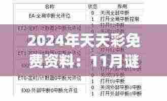 2024年天天彩免费资料：11月谜题解析与实施_OIQ2.37.25流线型版本