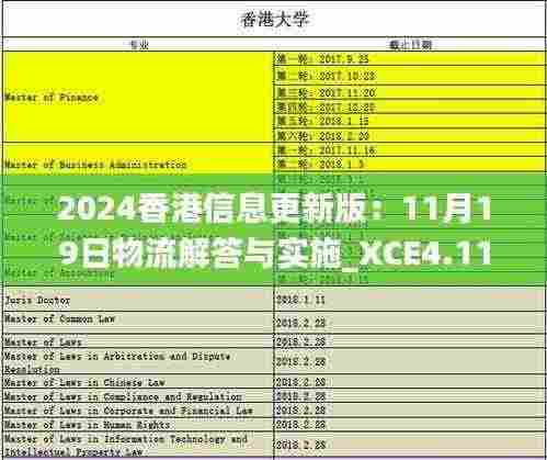 2024香港信息更新版：11月19日物流解答与实施_XCE4.11.85先锋实践版