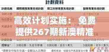 高效计划实施： 免费提供267期新澳精准资料（ADK5.76.23性能版）于11月19日