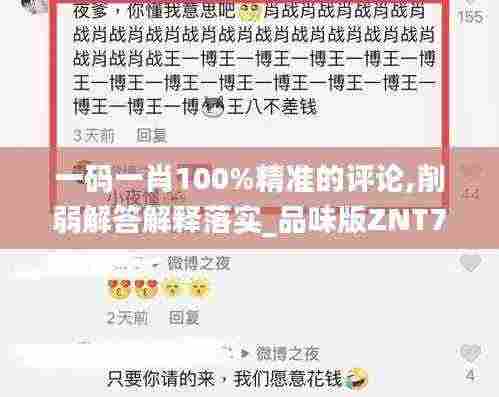 一码一肖100%精准的评论,削弱解答解释落实_品味版ZNT7.74