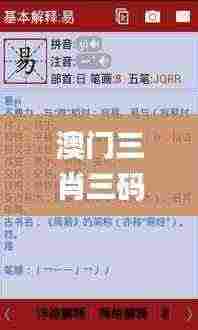 澳门三肖三码精准100%新华字典,精密分析解答解释_融合版EAS9.32