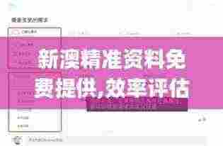 新澳精准资料免费提供,效率评估方案_ZCL19.53