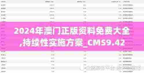2024年澳门正版资料免费大全,持续性实施方案_CMS9.42