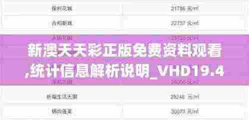 新澳天天彩正版免费资料观看,统计信息解析说明_VHD19.4