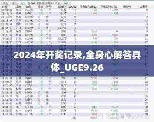 2024年开奖记录,全身心解答具体_UGE9.26
