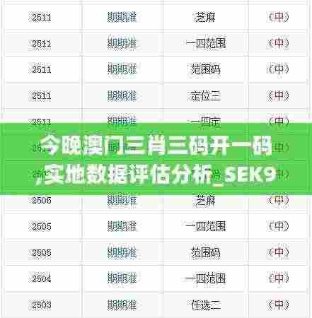 今晚澳门三肖三码开一码,实地数据评估分析_SEK9.3