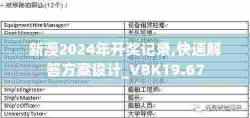 新澳2024年开奖记录,快速解答方案设计_VBK19.67
