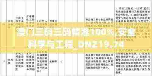 澳门三码三码精准100%,安全科学与工程_DNZ19.74