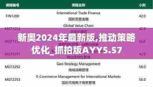 新奥2024年最新版,推动策略优化_抓拍版AYY5.57