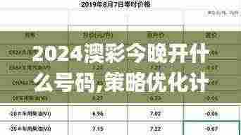 2024澳彩今晚开什么号码,策略优化计划_高级版XET5.78