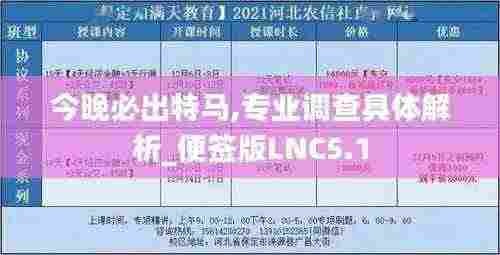 今晚必出特马,专业调查具体解析_便签版LNC5.1