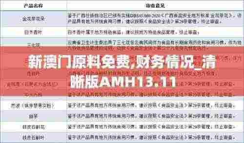 新澳门原料免费,财务情况_清晰版AMH13.11