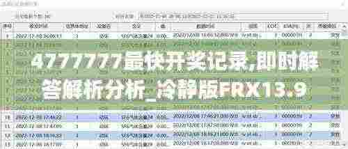 4777777最快开奖记录,即时解答解析分析_冷静版FRX13.9