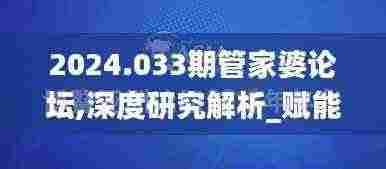 2024.033期管家婆论坛,深度研究解析_赋能版AET13.96