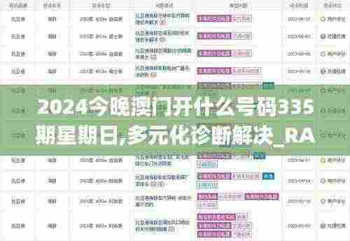 2024今晚澳门开什么号码335期星期日,多元化诊断解决_RAB86.949实用版