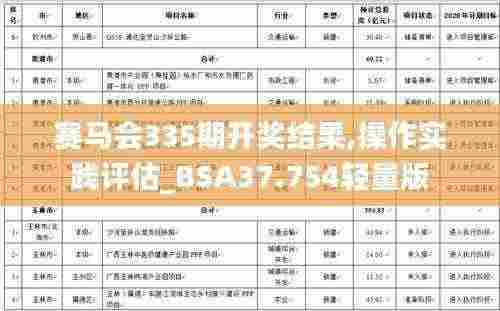 赛马会335期开奖结果,操作实践评估_BSA37.754轻量版