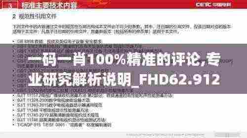 一码一肖100%精准的评论,专业研究解析说明_FHD62.912