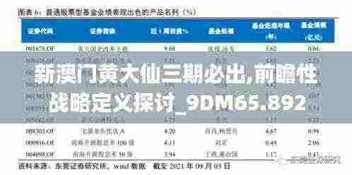 新澳门黄大仙三期必出,前瞻性战略定义探讨_9DM65.892