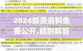 2024新奥资料免费公开,能耐解答解释落实_PT集25.567