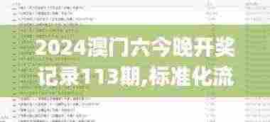 2024澳门六今晚开奖记录113期,标准化流程评估_Kindle48.71