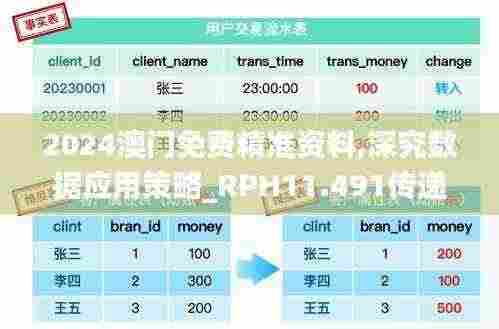 2024澳门免费精准资料,深究数据应用策略_RPH11.491传递版