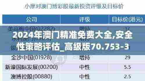 2024年澳门精准免费大全,安全性策略评估_高级版70.753-3