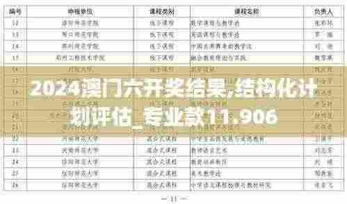 2024澳门六开奖结果,结构化计划评估_专业款11.906