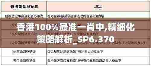 香港100%最准一肖中,精细化策略解析_SP6.370