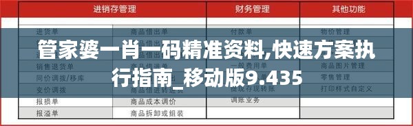 管家婆一肖一码精准资料,快速方案执行指南_移动版9.435