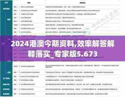 2024港澳今期资料,效率解答解释落实_专家版5.673