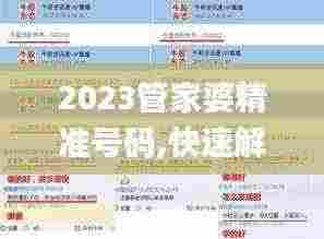 2023管家婆精准号码,快速解答解释定义_网页版11.134