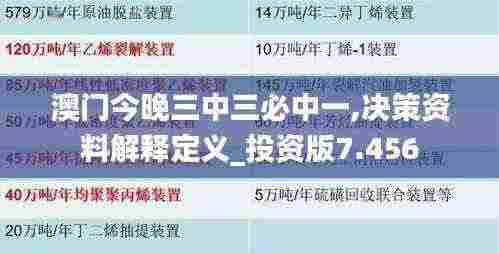 澳门今晚三中三必中一,决策资料解释定义_投资版7.456