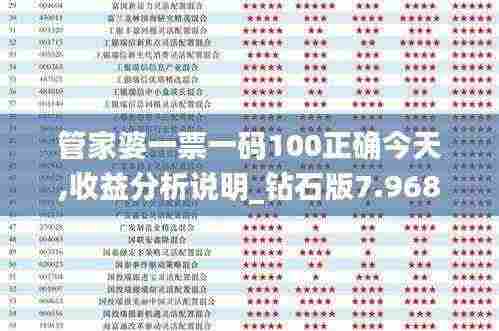 管家婆一票一码100正确今天,收益分析说明_钻石版7.968