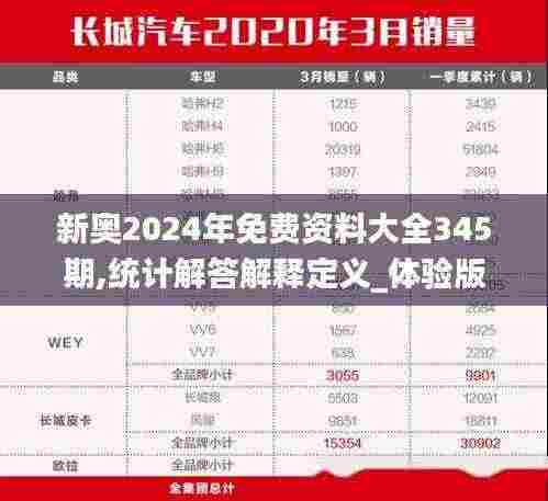 新奥2024年免费资料大全345期,统计解答解释定义_体验版4.668