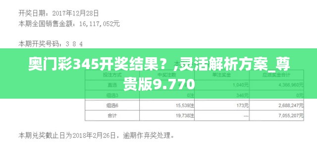 奥门彩345开奖结果？,灵活解析方案_尊贵版9.770
