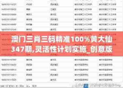 澳门三肖三码精准100%黄大仙347期,灵活性计划实施_创意版8.948