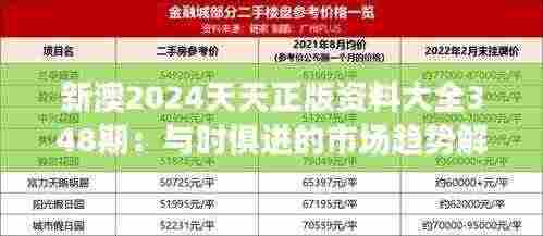 新澳2024天天正版资料大全348期：与时俱进的市场趋势解读
