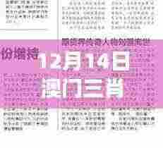 12月14日澳门三肖三码精准100%黄大仙：赌界的精准手艺人