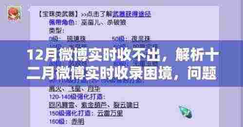 十二月微博实时收录困境解析，问题根源与解决出路