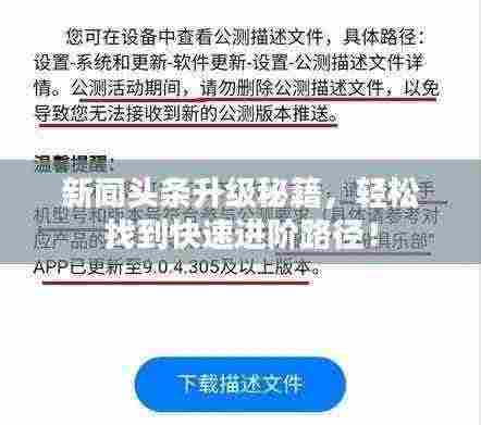 新闻头条升级秘籍，轻松找到快速进阶路径！