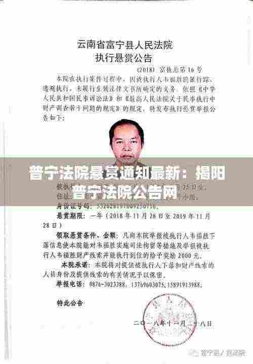 普宁法院悬赏通知最新：揭阳普宁法院公告网 