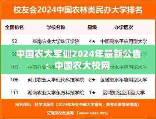 中国农大军训2024年最新公告：中国农大校网 
