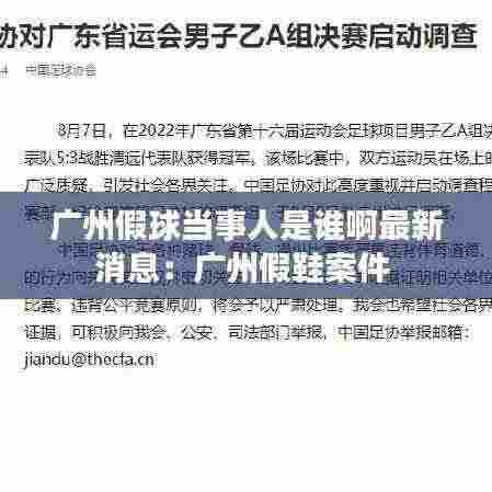 广州假球当事人是谁啊最新消息：广州假鞋案件 